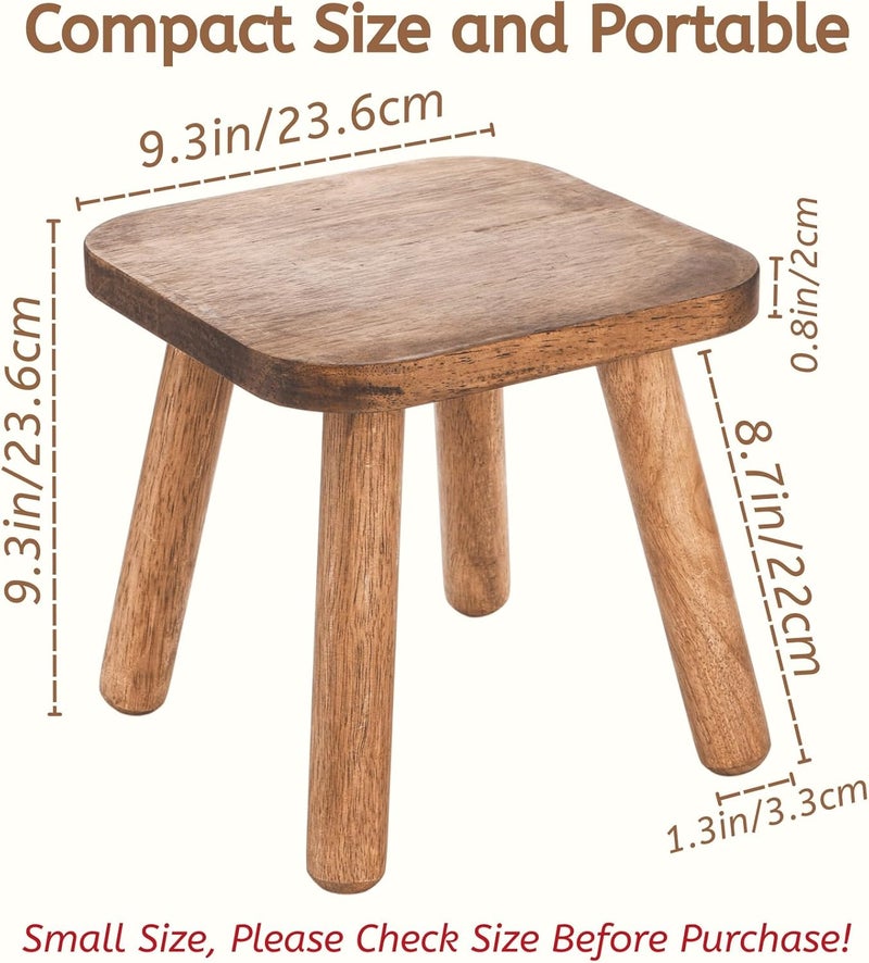 Youeon 9 Inch Small Wooden Step Stool, Non-Slip One Step Stool for Adults, Holds up to 300 Lbs, Portable & Sturdy, Footstool for Bedroom, Bathroom, Kitchen, Easy to Assemble - Image 3